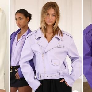 Storets Emma Pleather Rider Biker Jacket in Lavender Size S/M NWT